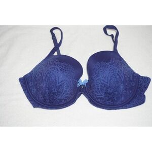 Victorias Secret Body by Victoria Lined Demi Bra Blue Lace 36D 344598